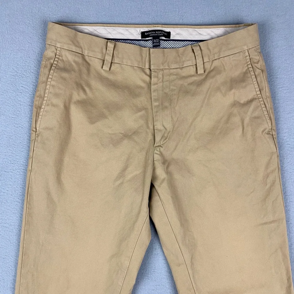 Banana Republic Emerson Chino Mens Tan Straight Fit Cotton Pants Size‎ 31